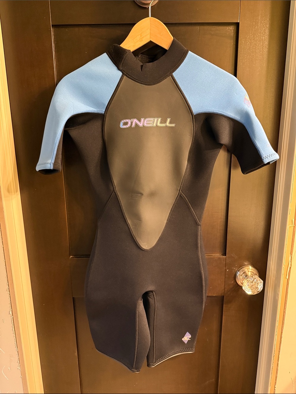 O'Neill Short Sleeve women’s reactor, Shorty wetsuit - Black and Light Blue